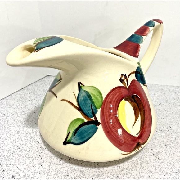 Vintage Purinton Pottery Apple Pattern 28 fl oz pitcher ice lip 1940s kitchen - Picture 2 of 12